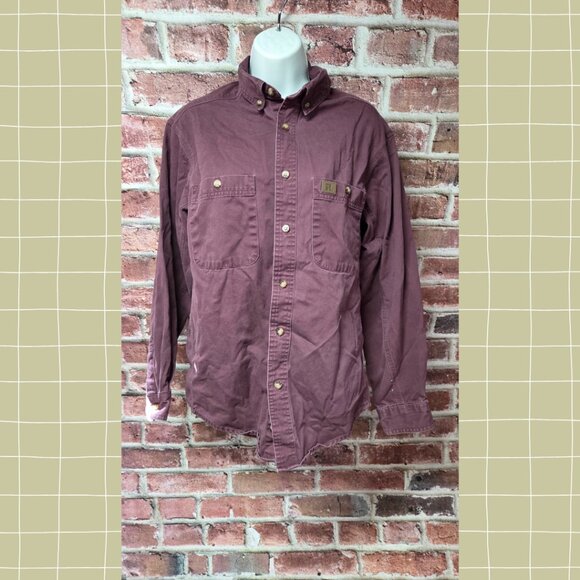 Men's WRANGLER Riggs Workwear Button Down Utility Denim Shirt Medium - Picture 1 of 8